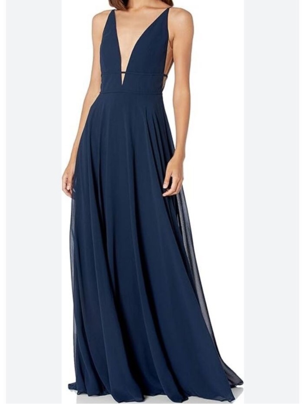 Jenny Yoo Collection Hollis Dress Luxe Chiffon Evening Blue Illusion Size 2